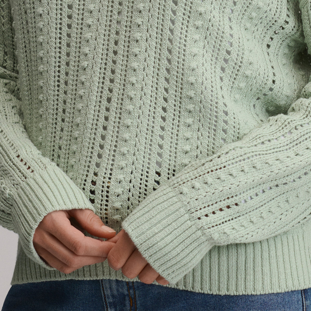 Women's Long-Sleeve Slub Johnny Collar Sweater