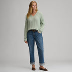 Women's Long-Sleeve Slub Johnny Collar Sweater