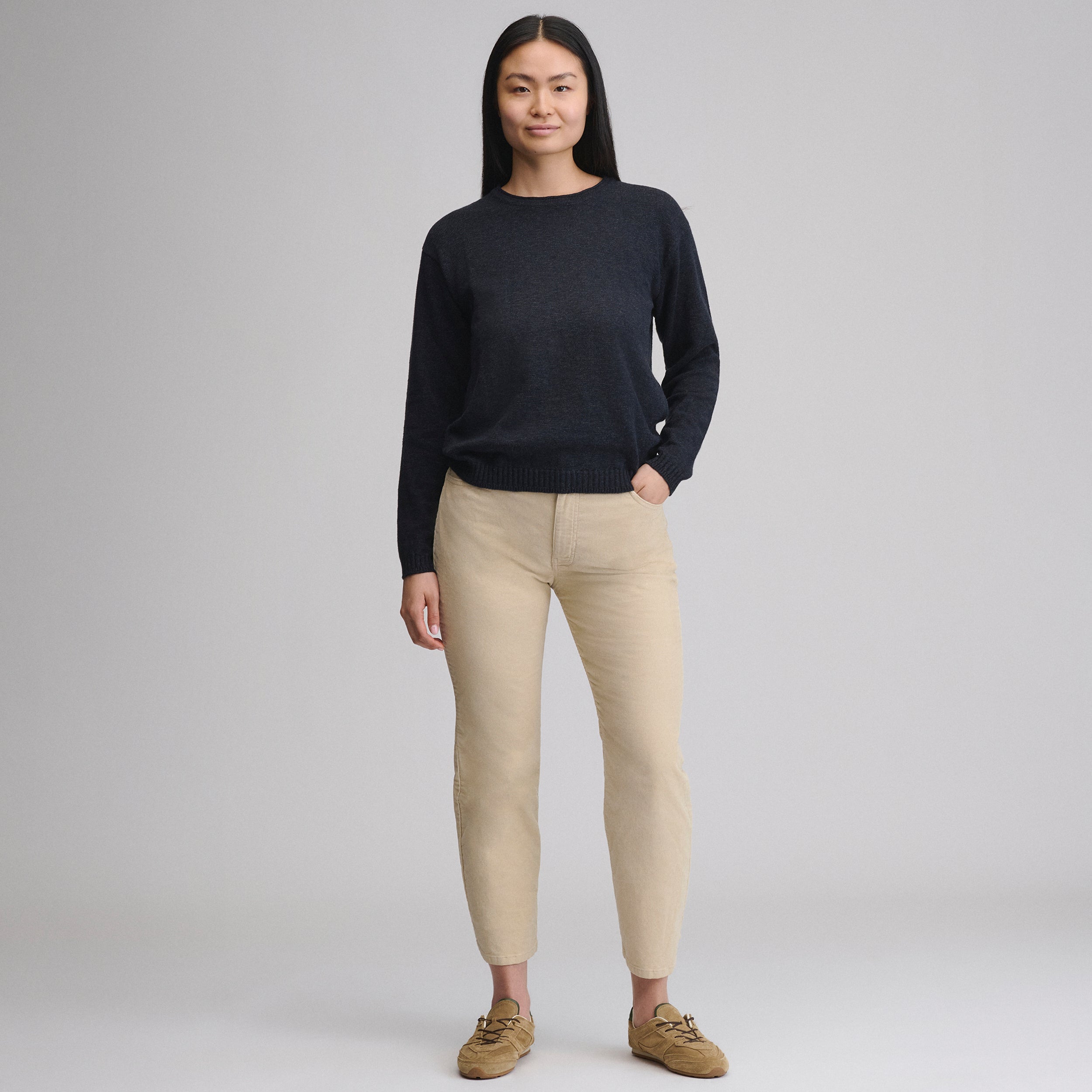 Women's Cotton Slub Crew Sweater