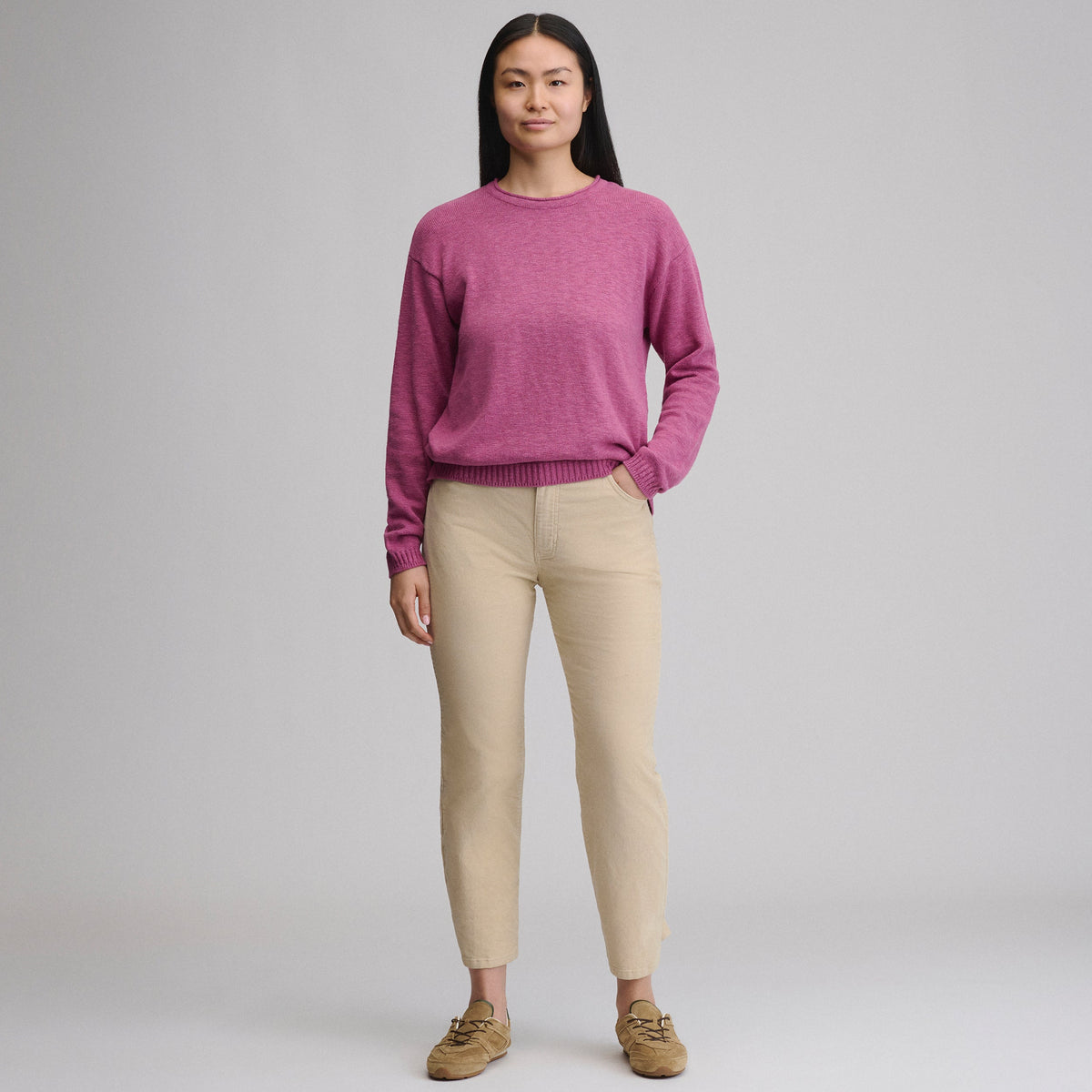 Women's Cotton Slub Crew Sweater