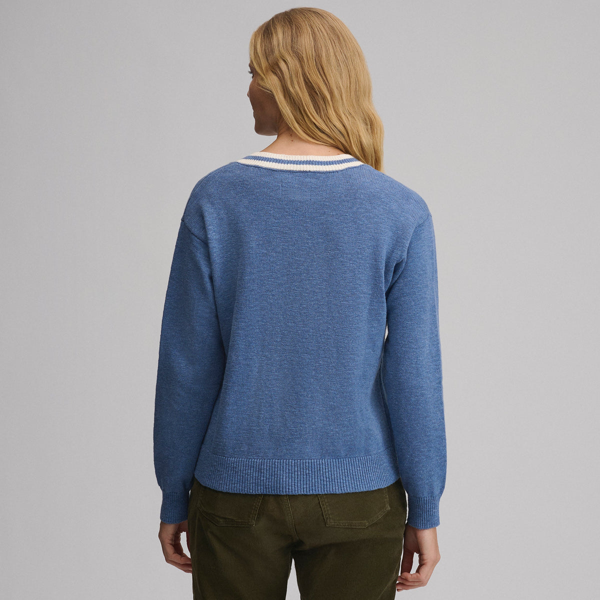 Women's Everyday V-Neck Sweater - Tipped Collar