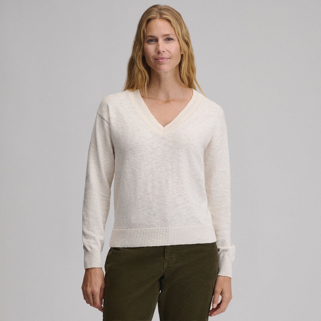 Women's Everyday V-Neck Sweater - Tipped Collar