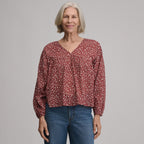 Women's Long-Sleeve V-Neck Relaxed Woven Popover