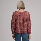Women's Long-Sleeve V-Neck Relaxed Woven Popover