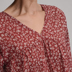 Women's Long-Sleeve V-Neck Relaxed Woven Popover