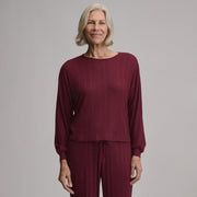 Women's Long-Sleeve Cozy Rib Crew - Tawny Port