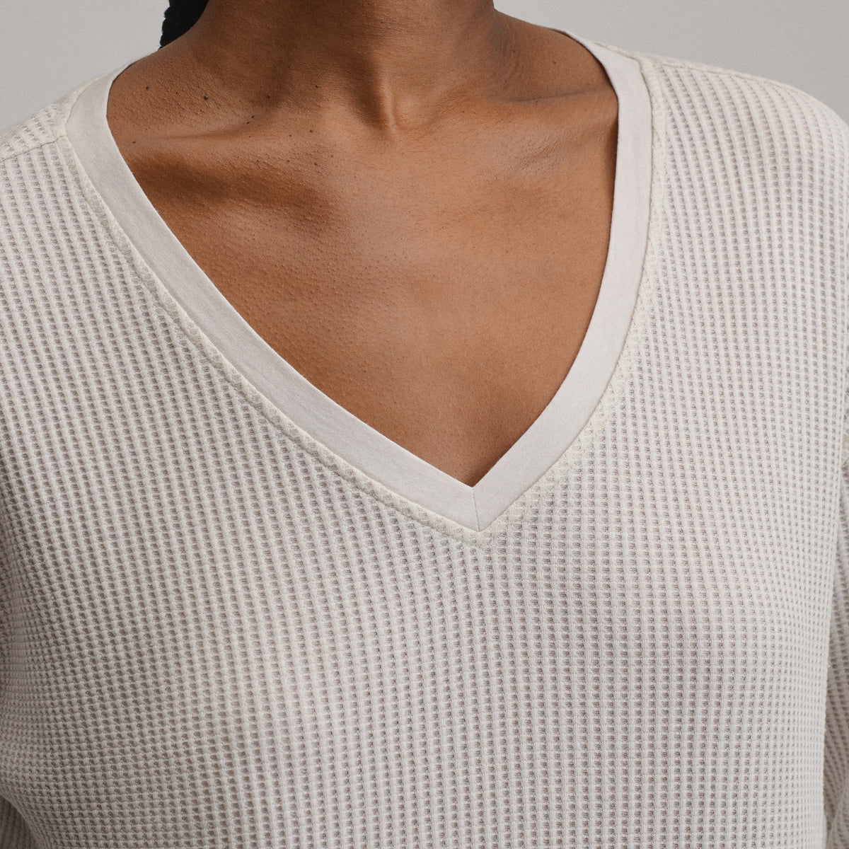 Women's Long-Sleeve V-Neck Boyfriend Thermal Crew