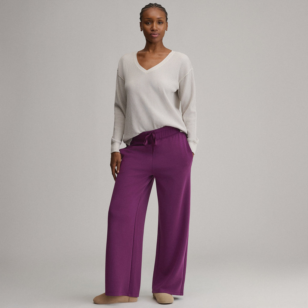 Women's Long-Sleeve V-Neck Boyfriend Thermal Crew