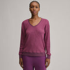 Women's Long-Sleeve V-Neck Boyfriend Thermal Crew - Striped