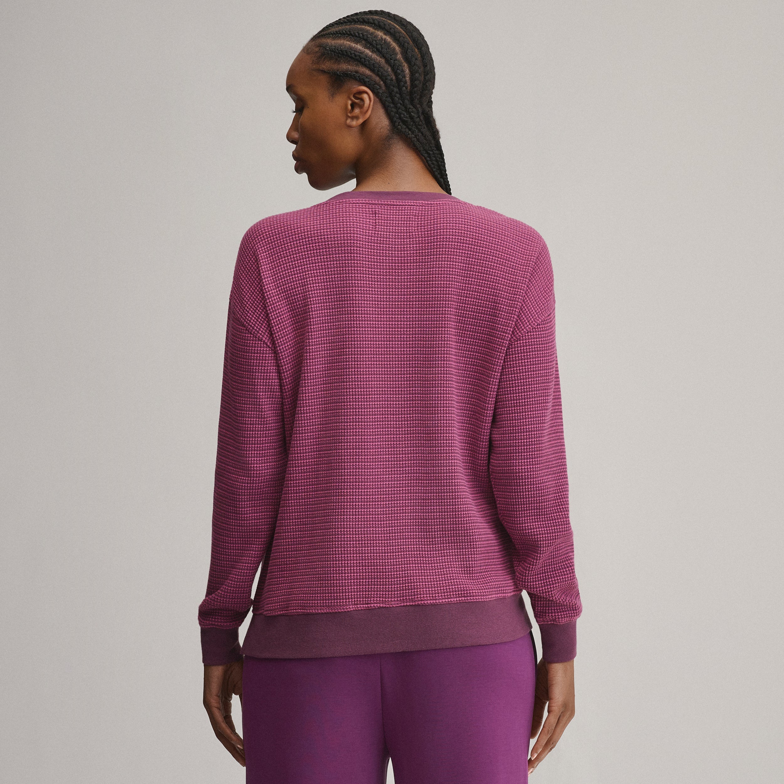 Women's Long-Sleeve V-Neck Boyfriend Thermal Crew - Striped