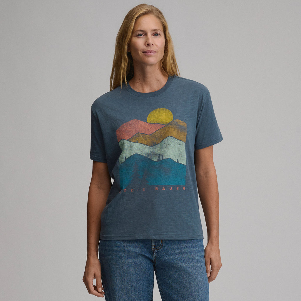 Women's Short-Sleeve Relaxed Boyfriend Graphic T-Shirt - Landscape