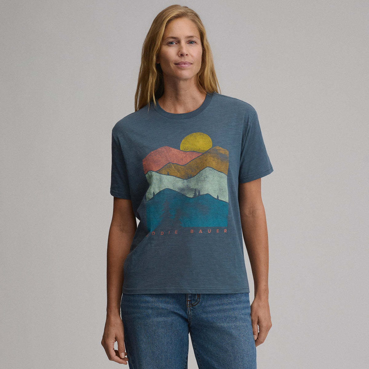 Women's Short-Sleeve Relaxed Boyfriend Graphic T-Shirt - Landscape