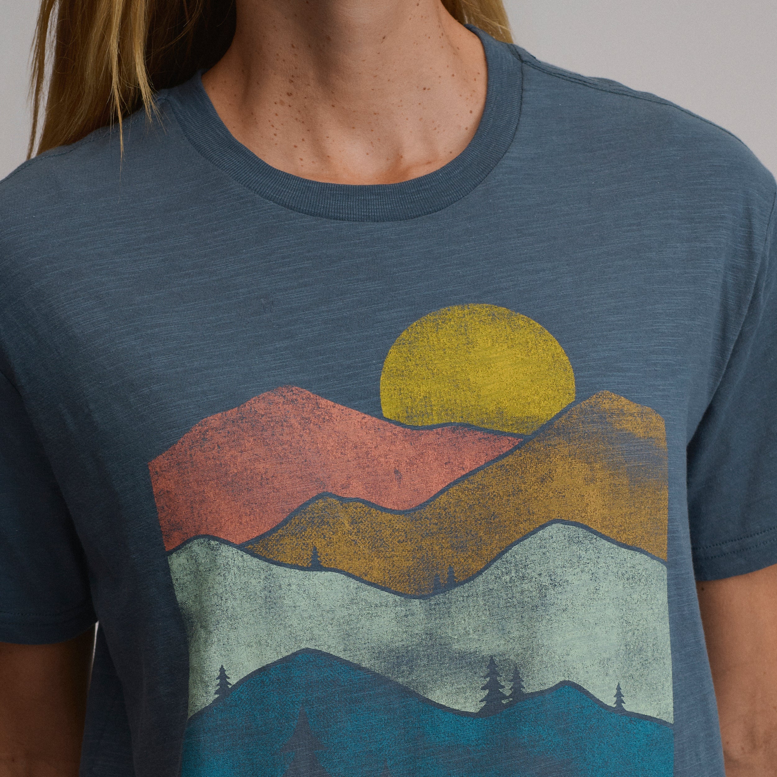 Women's Short-Sleeve Relaxed Boyfriend Graphic T-Shirt - Landscape