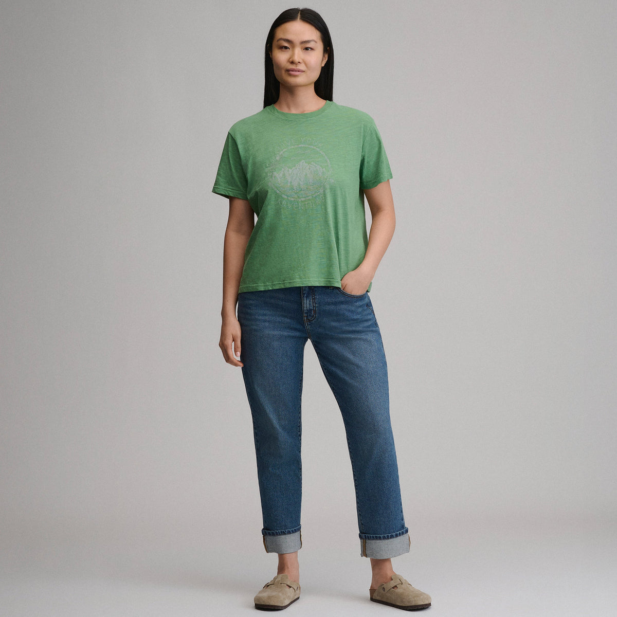 Women's Short-Sleeve Relaxed Boyfriend Graphic T-Shirt - Adventure
