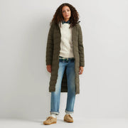 Women's EB Stretch Down Hooded Duffle Coat - Dk Fatigue