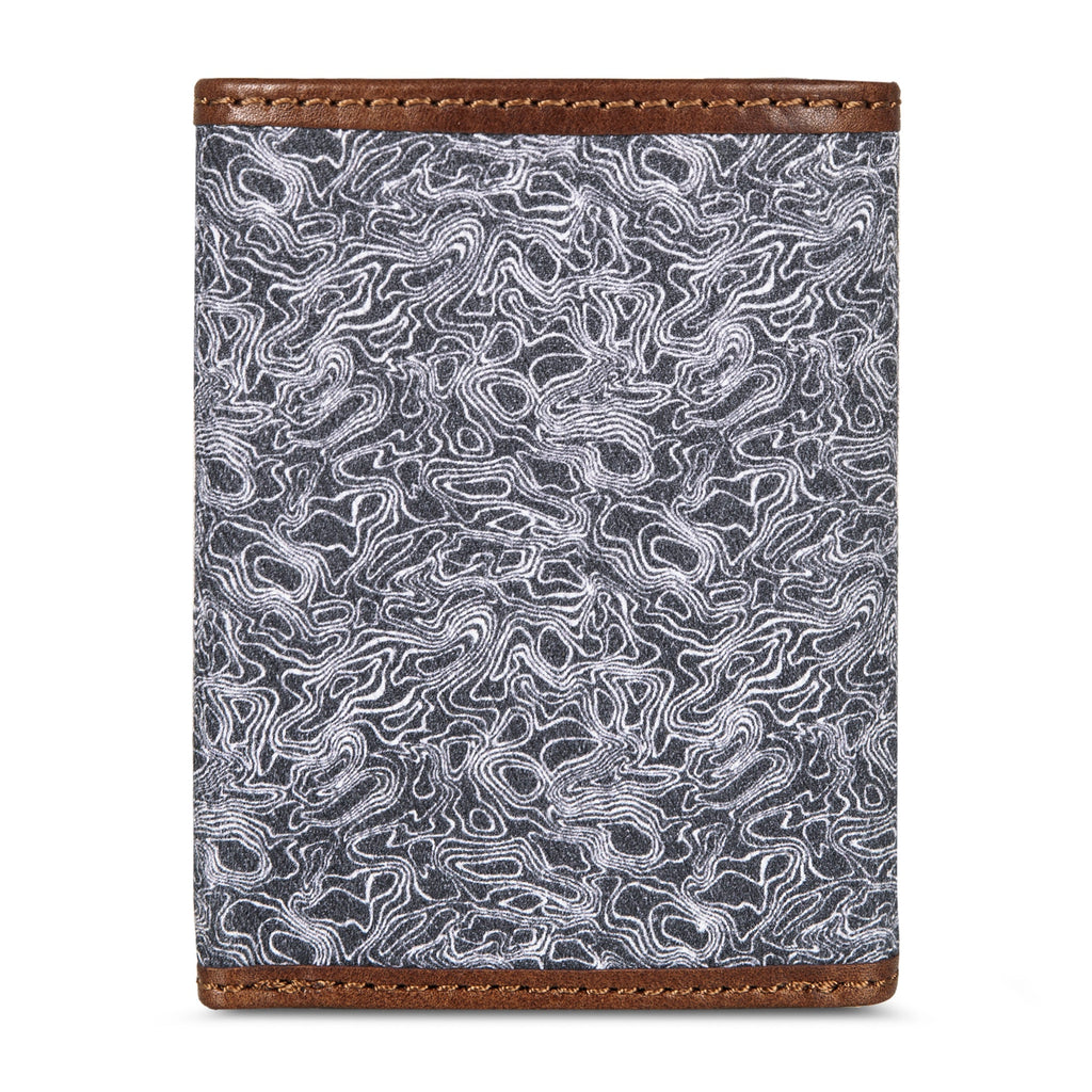 Pioneer Leather And Printed Cotton Canvas Trifold Wallet