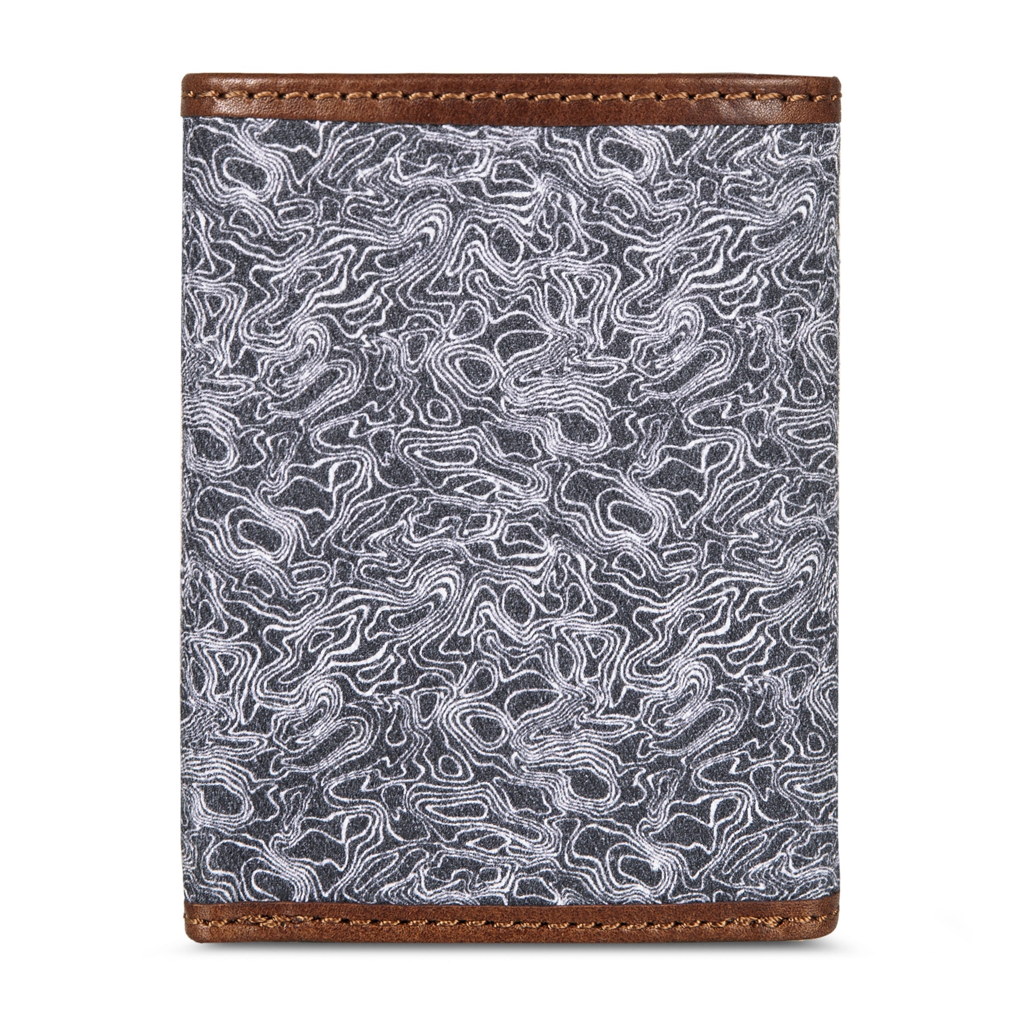 Pioneer Leather And Printed Cotton Canvas Trifold Wallet