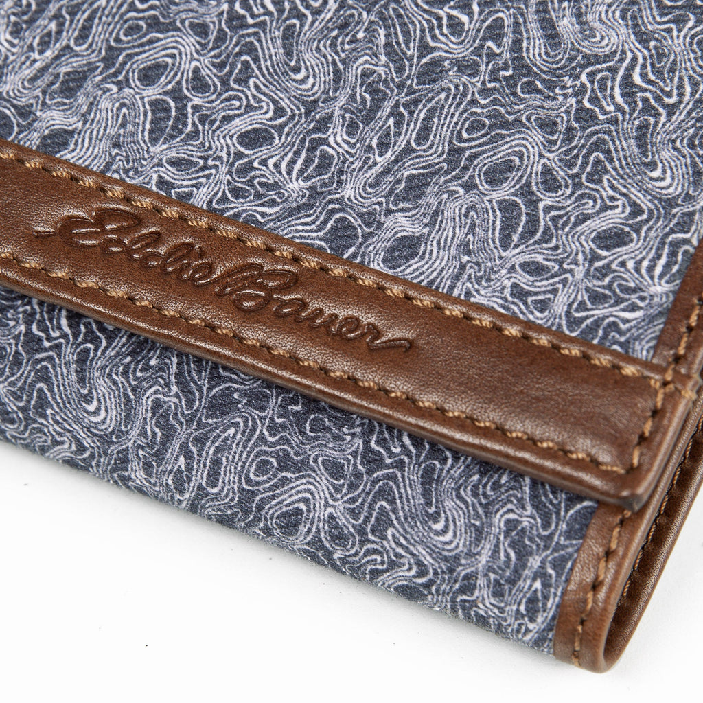 Pioneer Leather And Printed Cotton Canvas Trifold Wallet