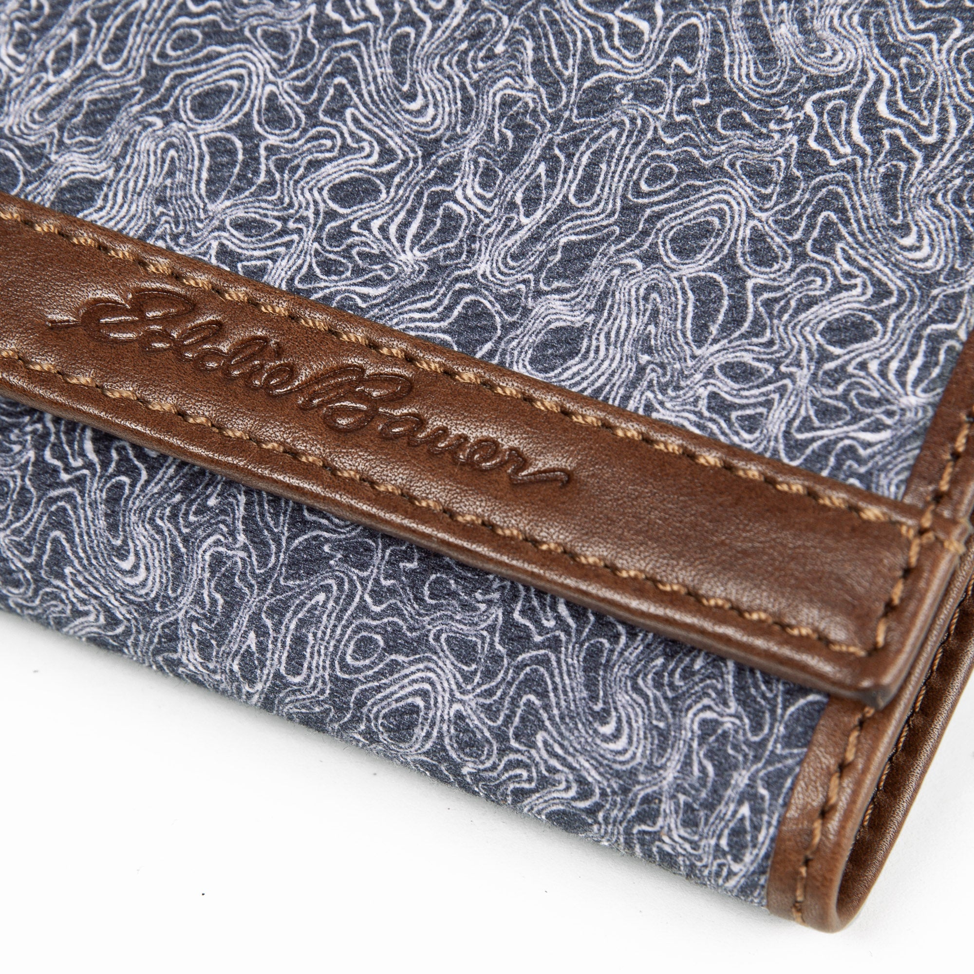 Pioneer Leather And Printed Cotton Canvas Trifold Wallet
