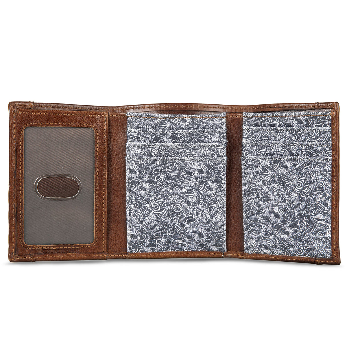 Pioneer Leather And Printed Cotton Canvas Trifold Wallet