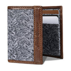 Pioneer Leather And Printed Cotton Canvas Trifold Wallet