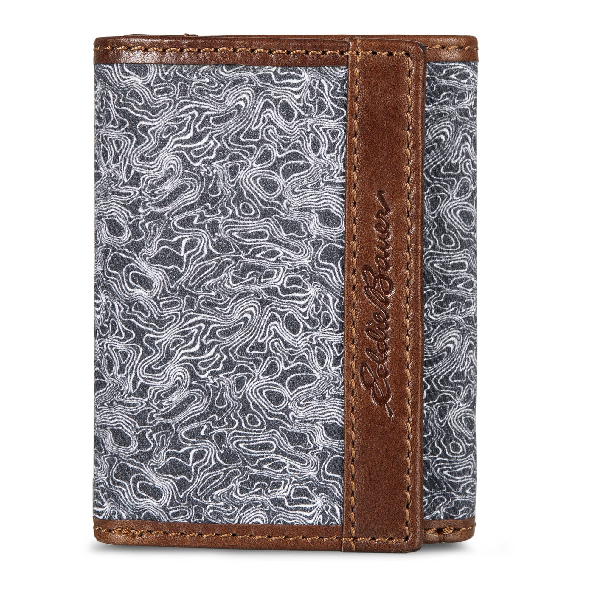 Pioneer Leather And Printed Cotton Canvas Trifold Wallet