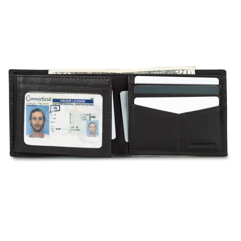 EB Signature Logo Leather Flip Id Bifold Wallet