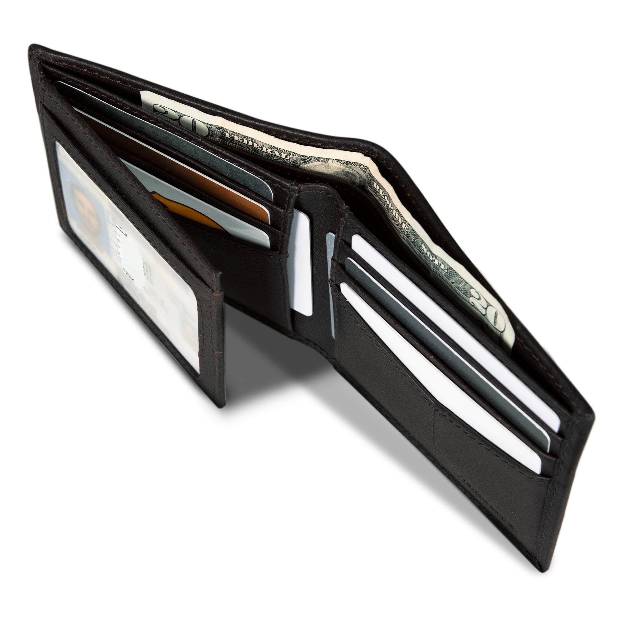 EB Signature Logo Leather Flip Id Bifold Wallet