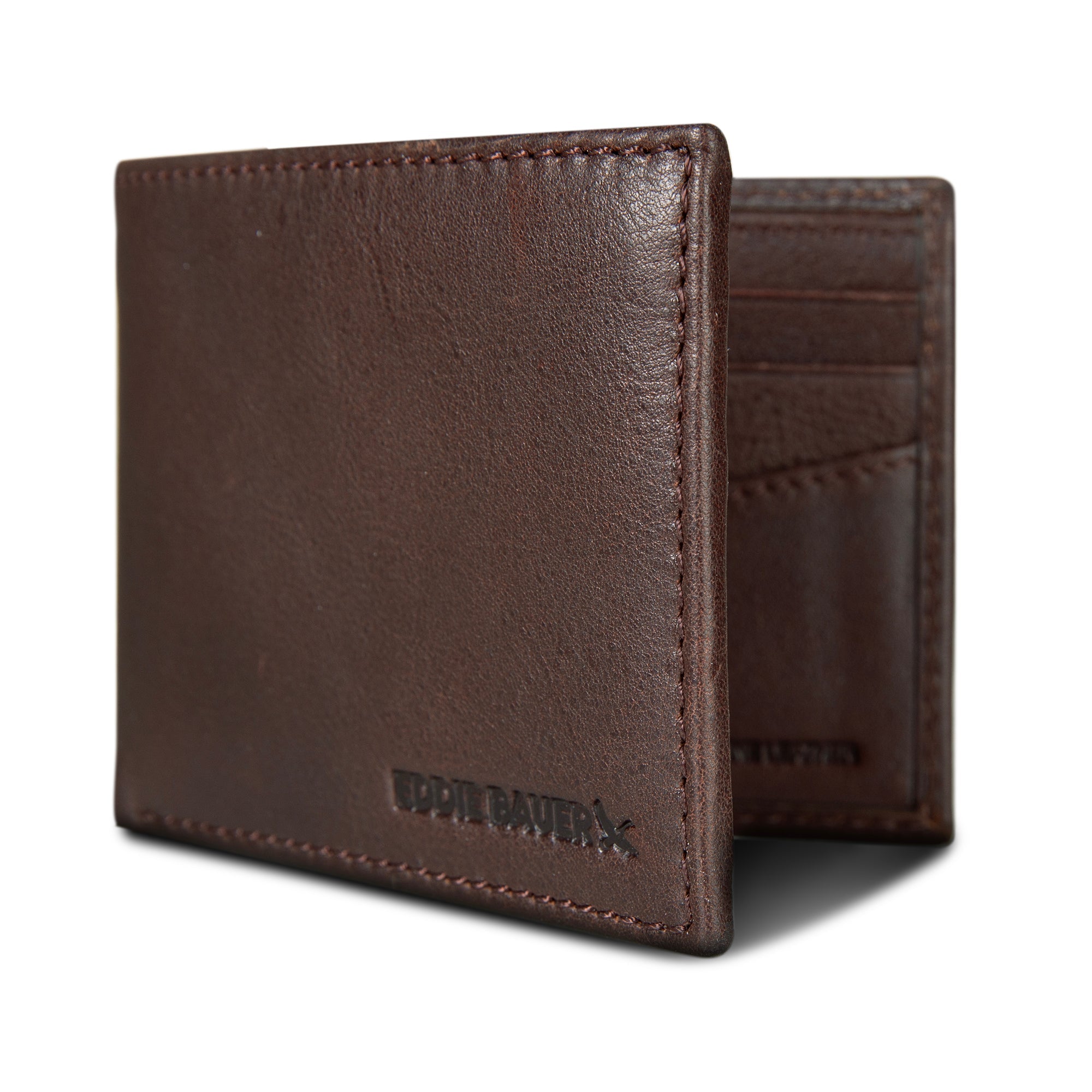 EB Signature Logo Leather Flip Id Bifold Wallet