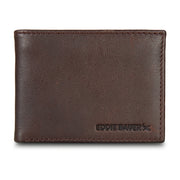 EB Signature Logo Leather Flip Id Bifold Wallet - Brown