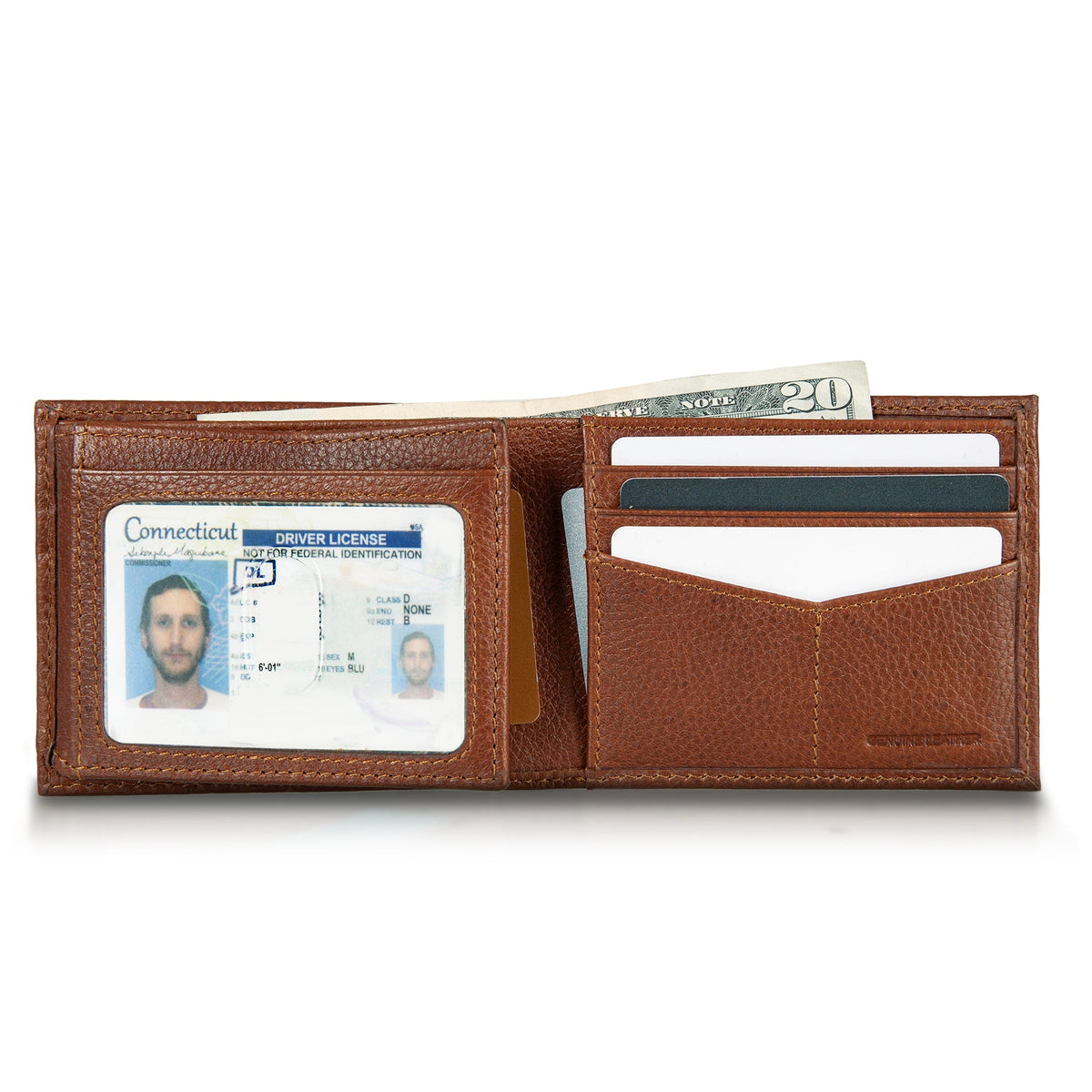 EB Signature Logo Leather Flip Id Bifold Wallet