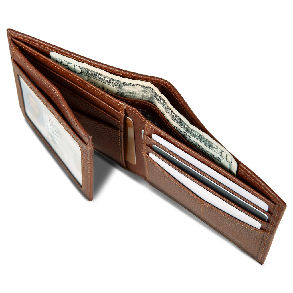 EB Signature Logo Leather Flip Id Bifold Wallet