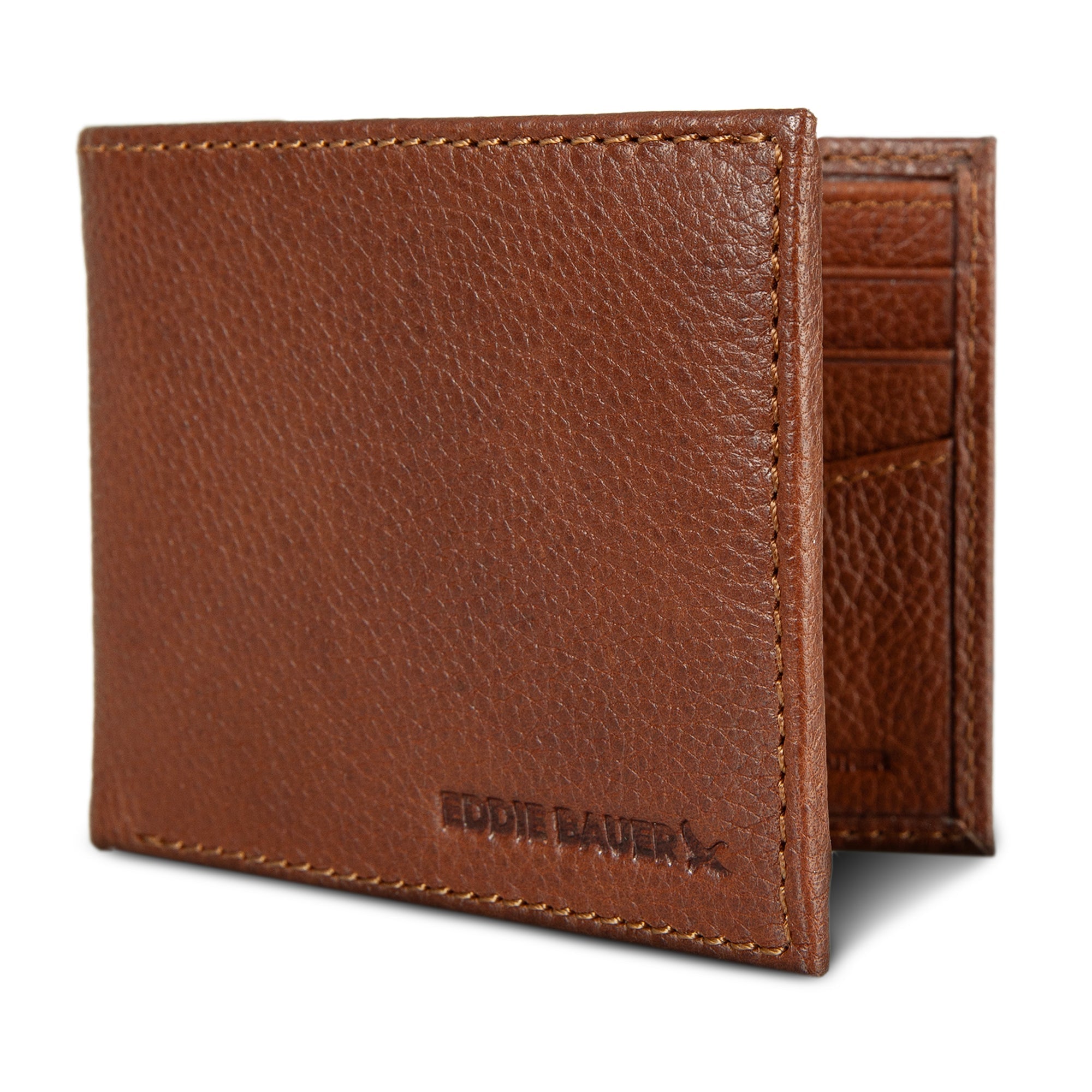 EB Signature Logo Leather Flip Id Bifold Wallet
