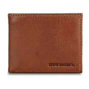 EB Signature Logo Leather Flip Id Bifold Wallet - Tan