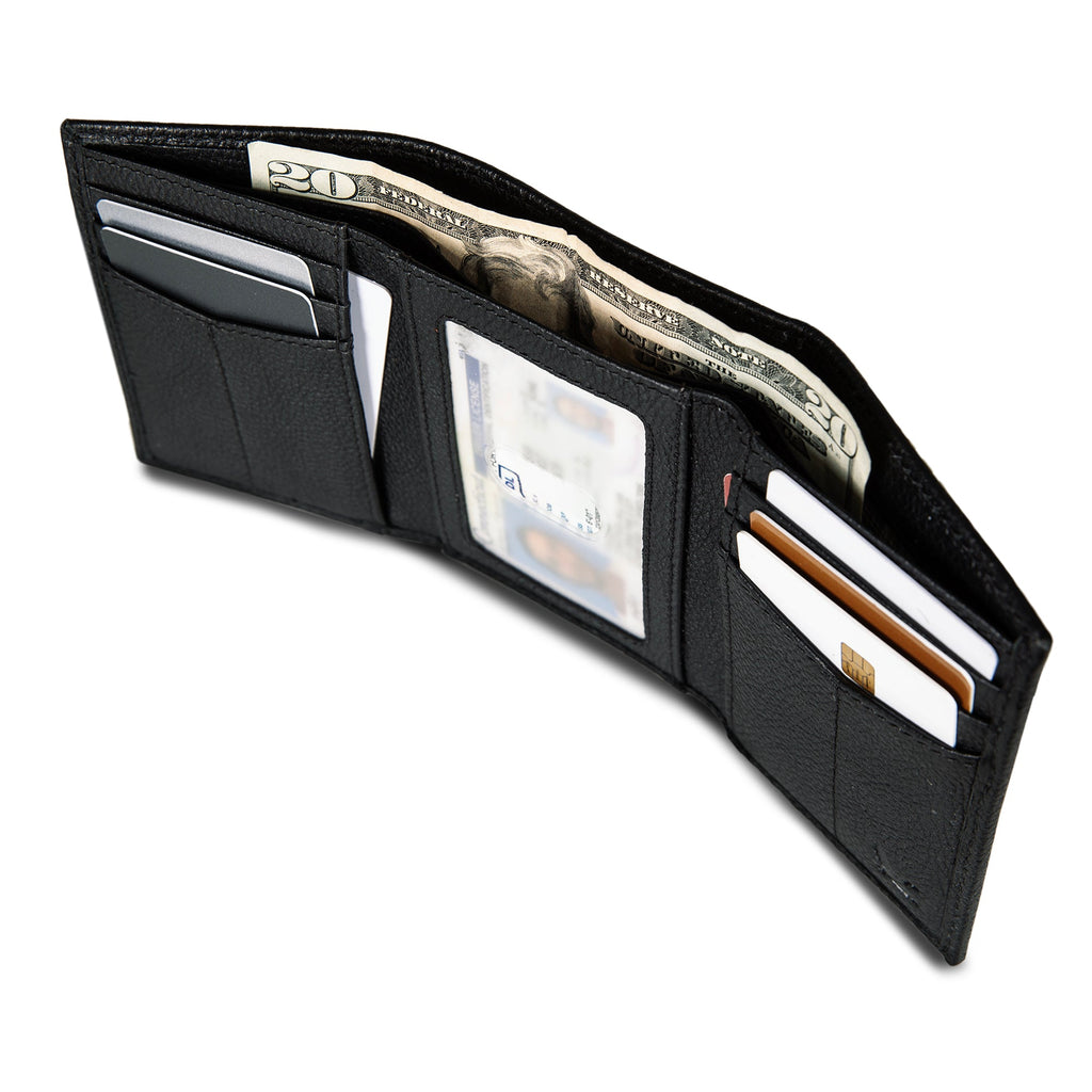 EB Signature Logo Leather Trifold Wallet