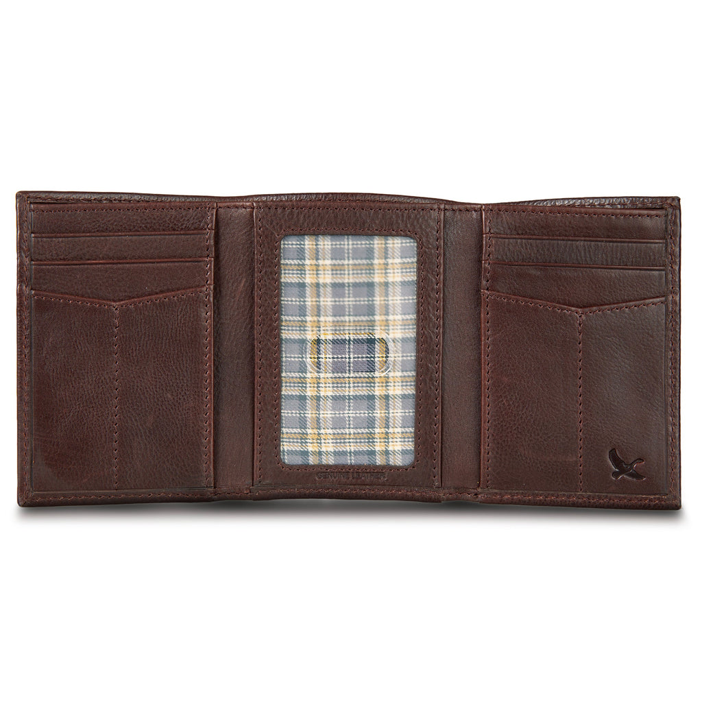 EB Signature Logo Leather Trifold Wallet