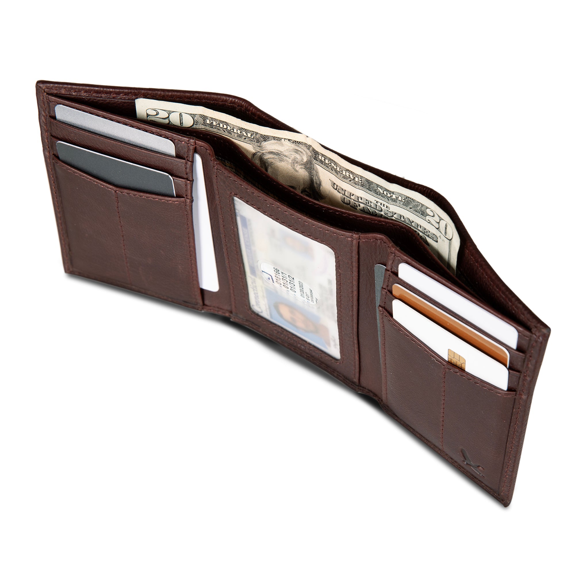 EB Signature Logo Leather Trifold Wallet