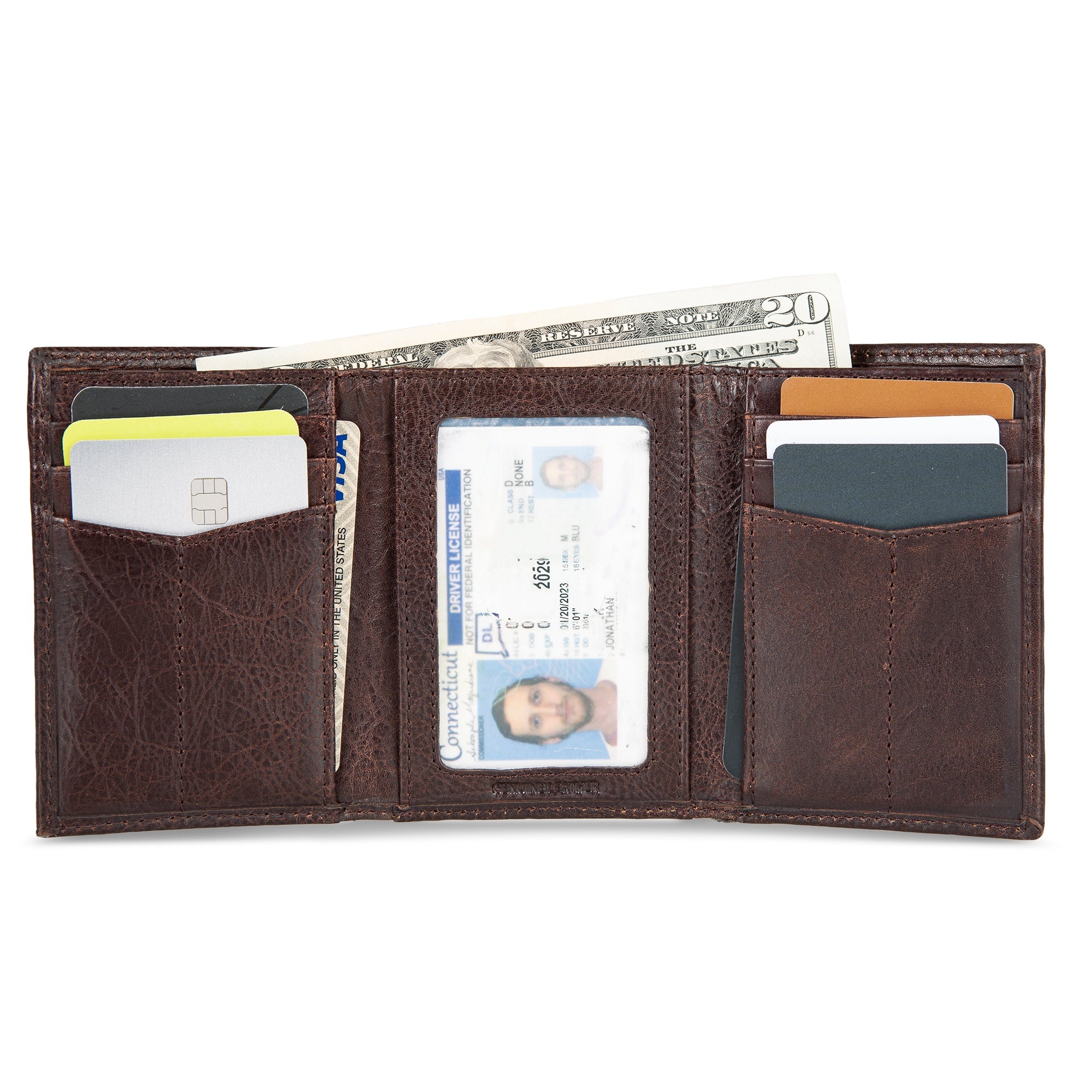 EB Signature Logo Leather Trifold Wallet