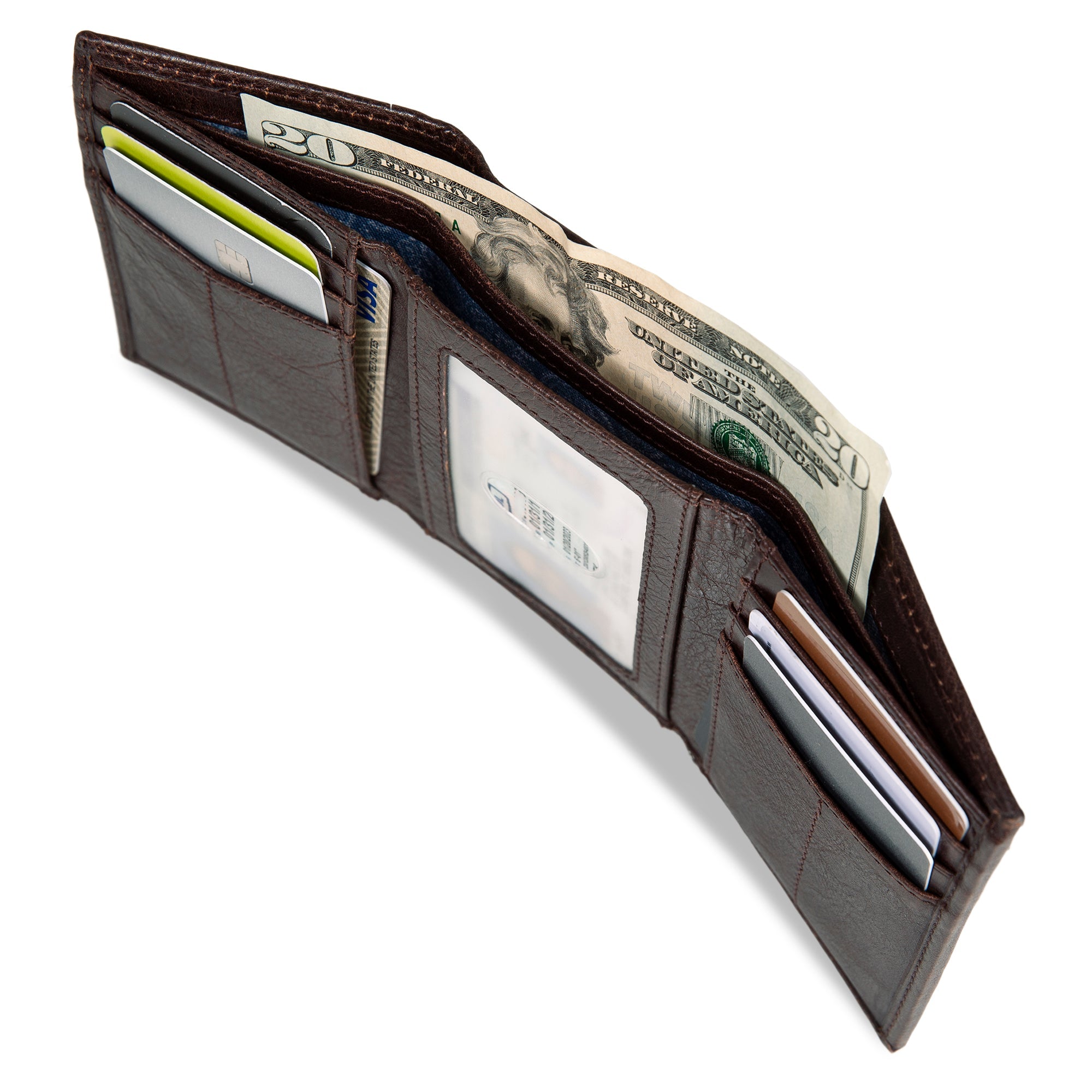 EB Signature Logo Leather Trifold Wallet