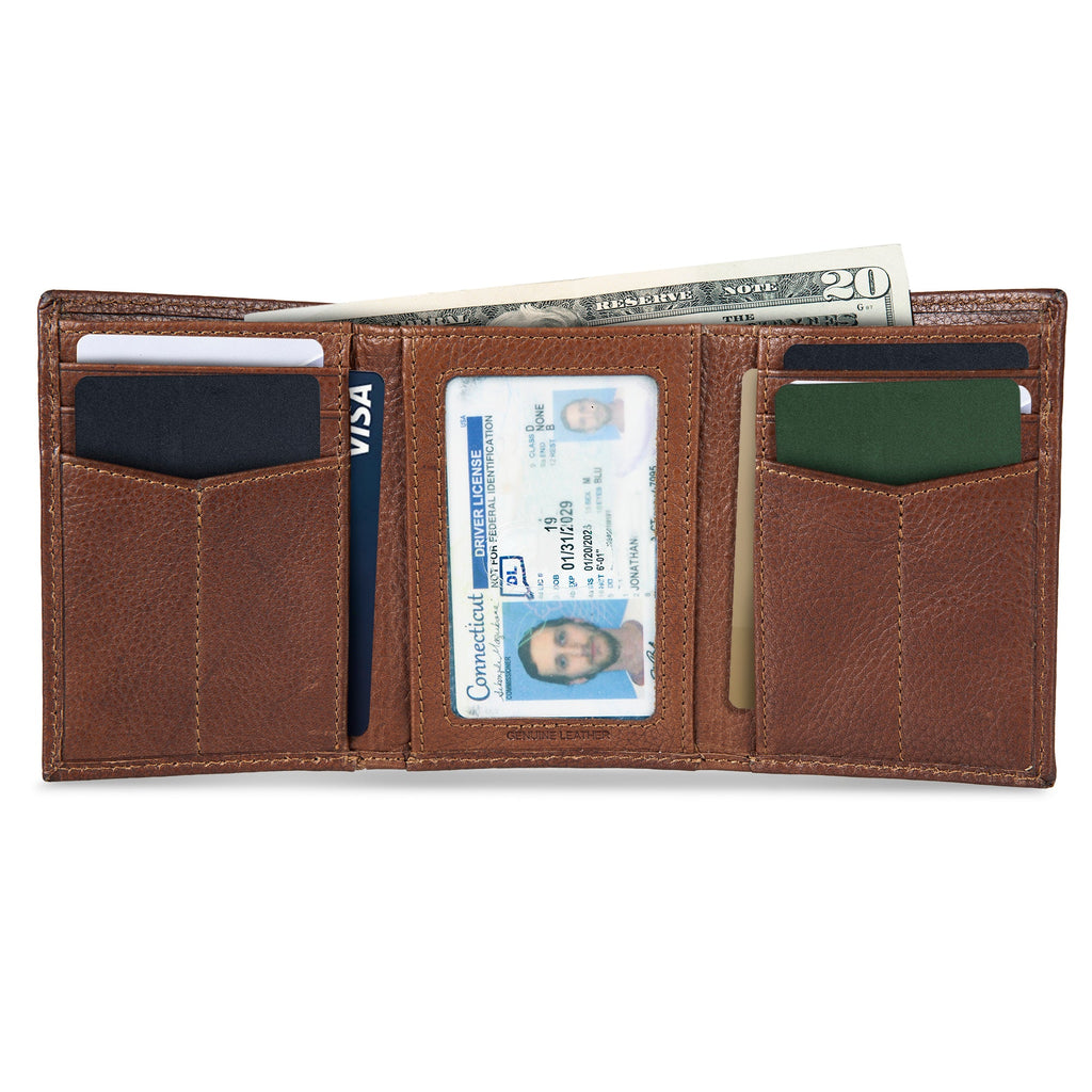 EB Signature Logo Leather Trifold Wallet