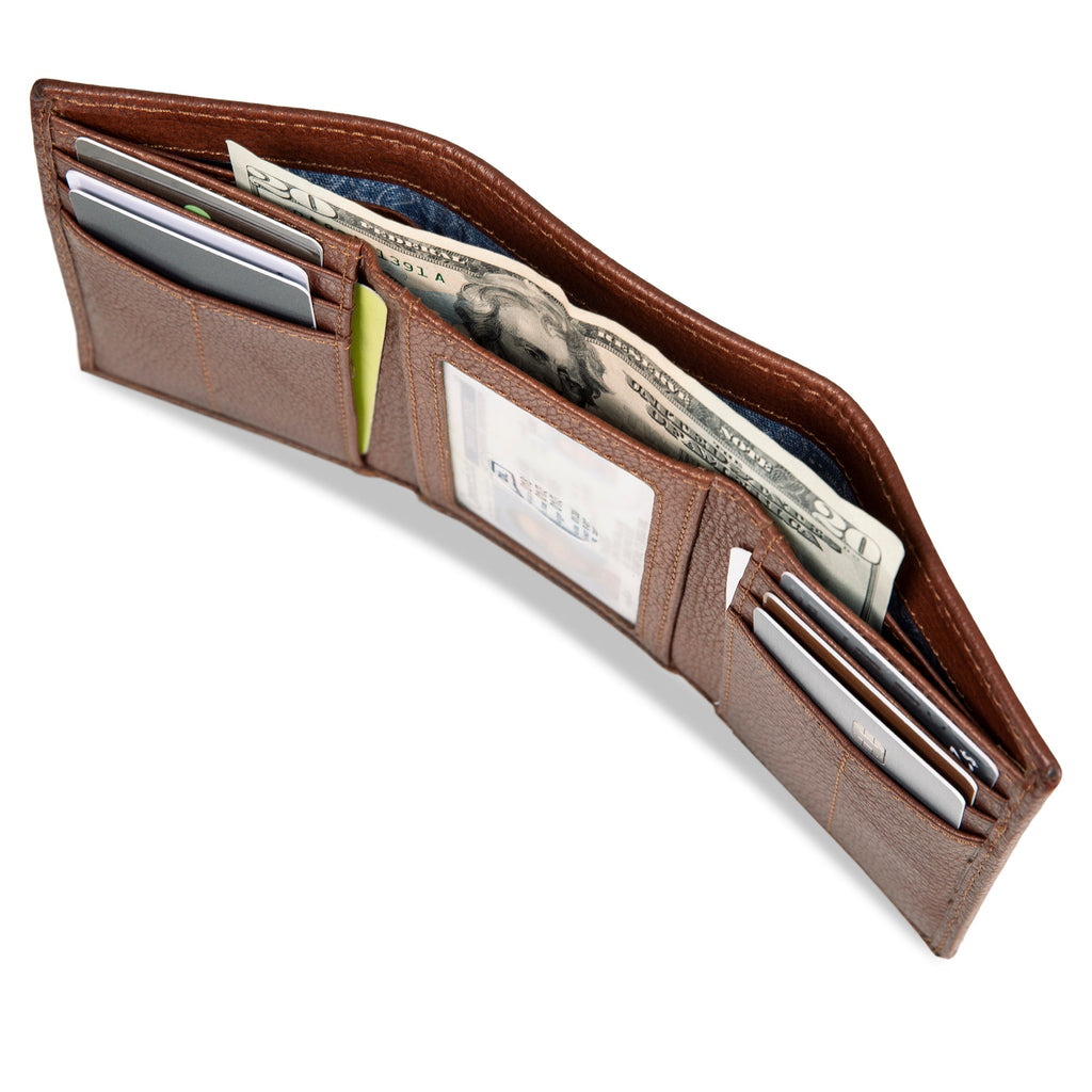 EB Signature Logo Leather Trifold Wallet