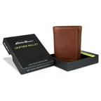 EB Signature Logo Leather Trifold Wallet