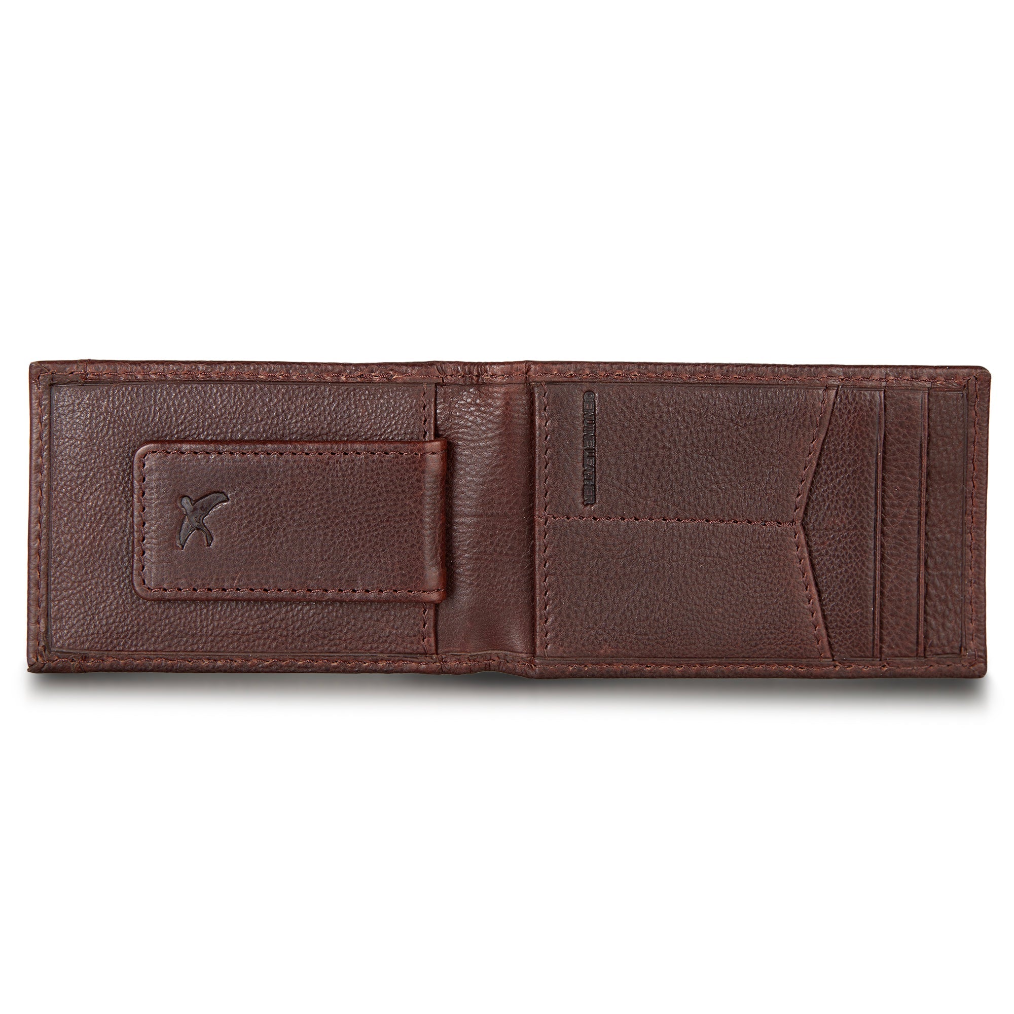 EB Signature Logo Leather Bifold With Money Clip Wallet