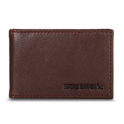 EB Signature Logo Leather Bifold With Money Clip Wallet - Brown