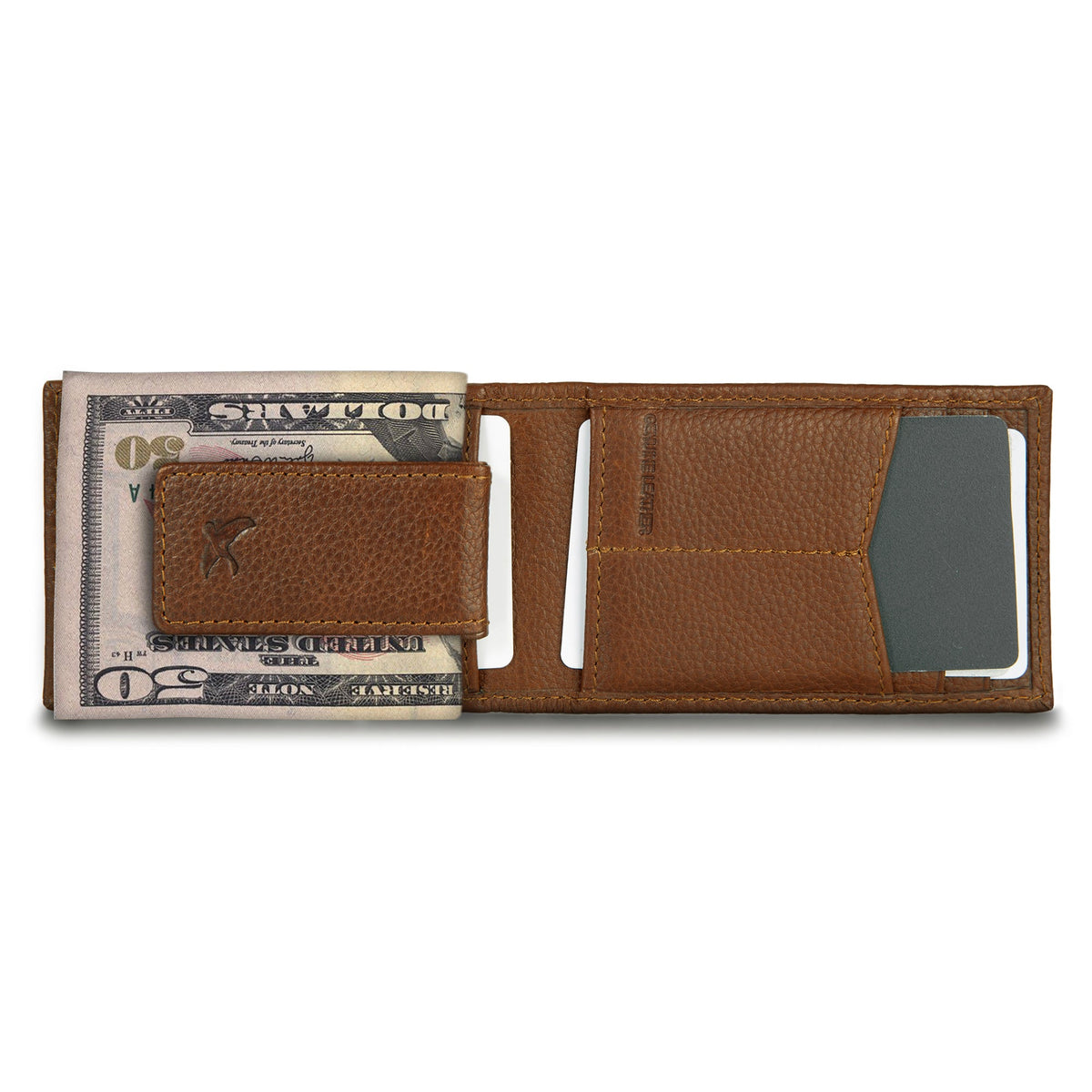 EB Signature Logo Leather Bifold With Money Clip Wallet