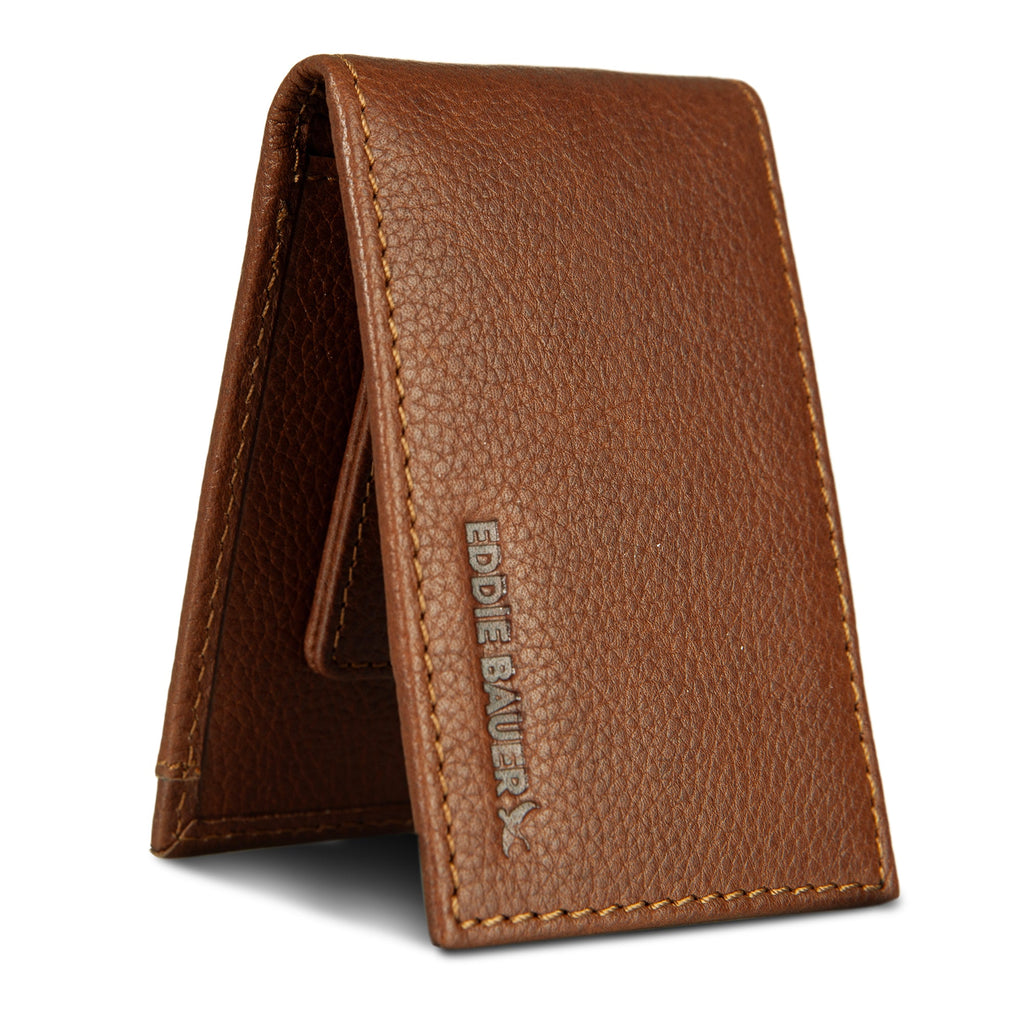 EB Signature Logo Leather Bifold With Money Clip Wallet