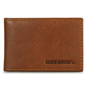 EB Signature Logo Leather Bifold With Money Clip Wallet - Tan