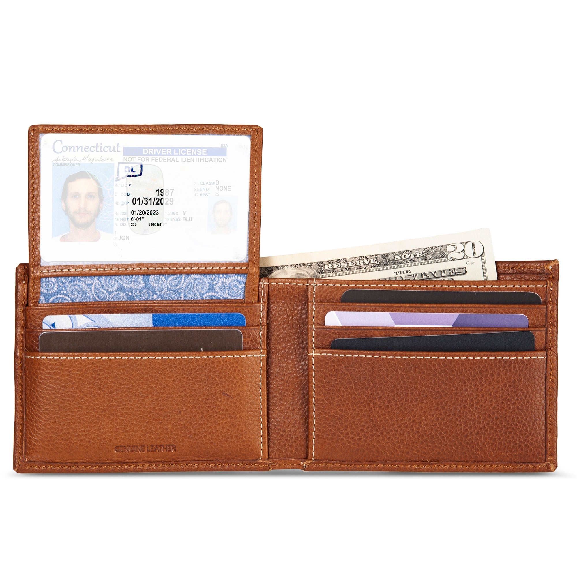 EB Signature Top Stitch Leather Passcase Wallet