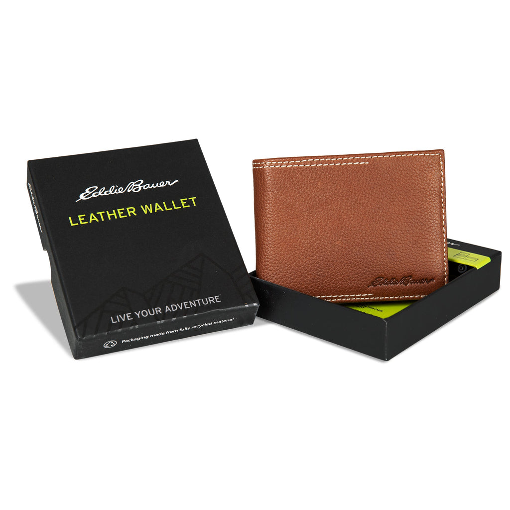 EB Signature Top Stitch Leather Passcase Wallet