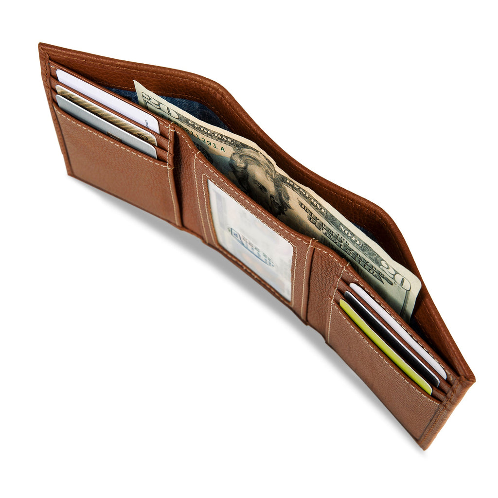 EB Signature Top Stitch Leather Trifold Wallet